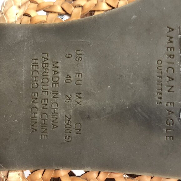 American Eagle Shoes 9 Beige Multi Tone Woven Slide Flats Pointed Toe Sandal PU - Picture 8 of 12